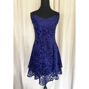 Vtg 90s Y2K Roberta Dress Sz 10 Purple Floral Burnout Velvet Tiered Y2K Party